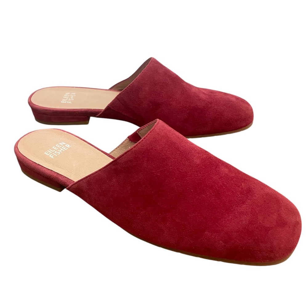 Eileen Fisher "Scan" Suede Mule in Deep Claret Red